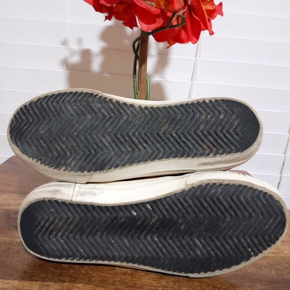 Golden Goose Laminated Slide Sneakers Sz 35 (US 5) Preowned Gold White Blue - Picture 10 of 16